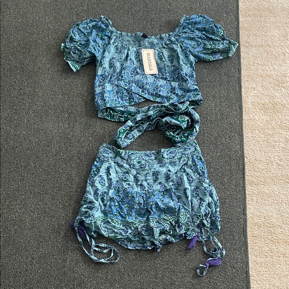 Blue Patterned Two Piece Set
